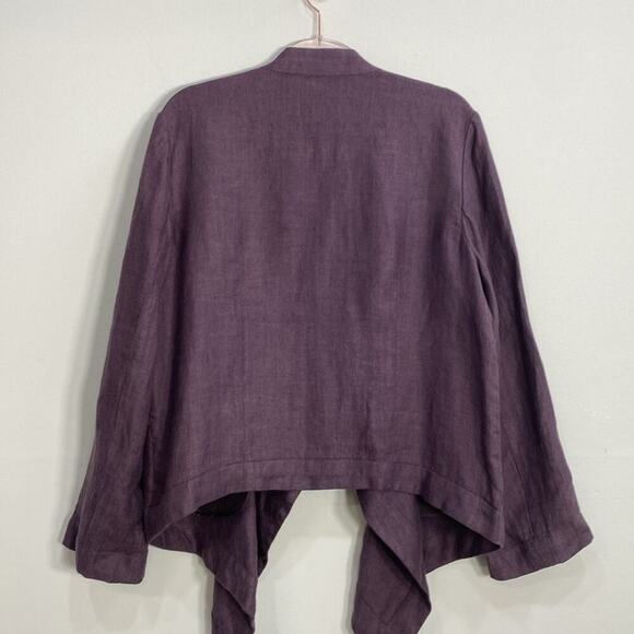 Coldwater Creek Linen Cardigan Open Front Waterfall Women's Large Purple - Picture 8 of 12